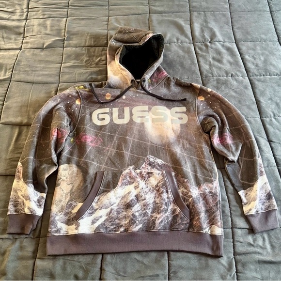 GUESS Men's Universe Galaxy Graphic Sherpa Hoodie